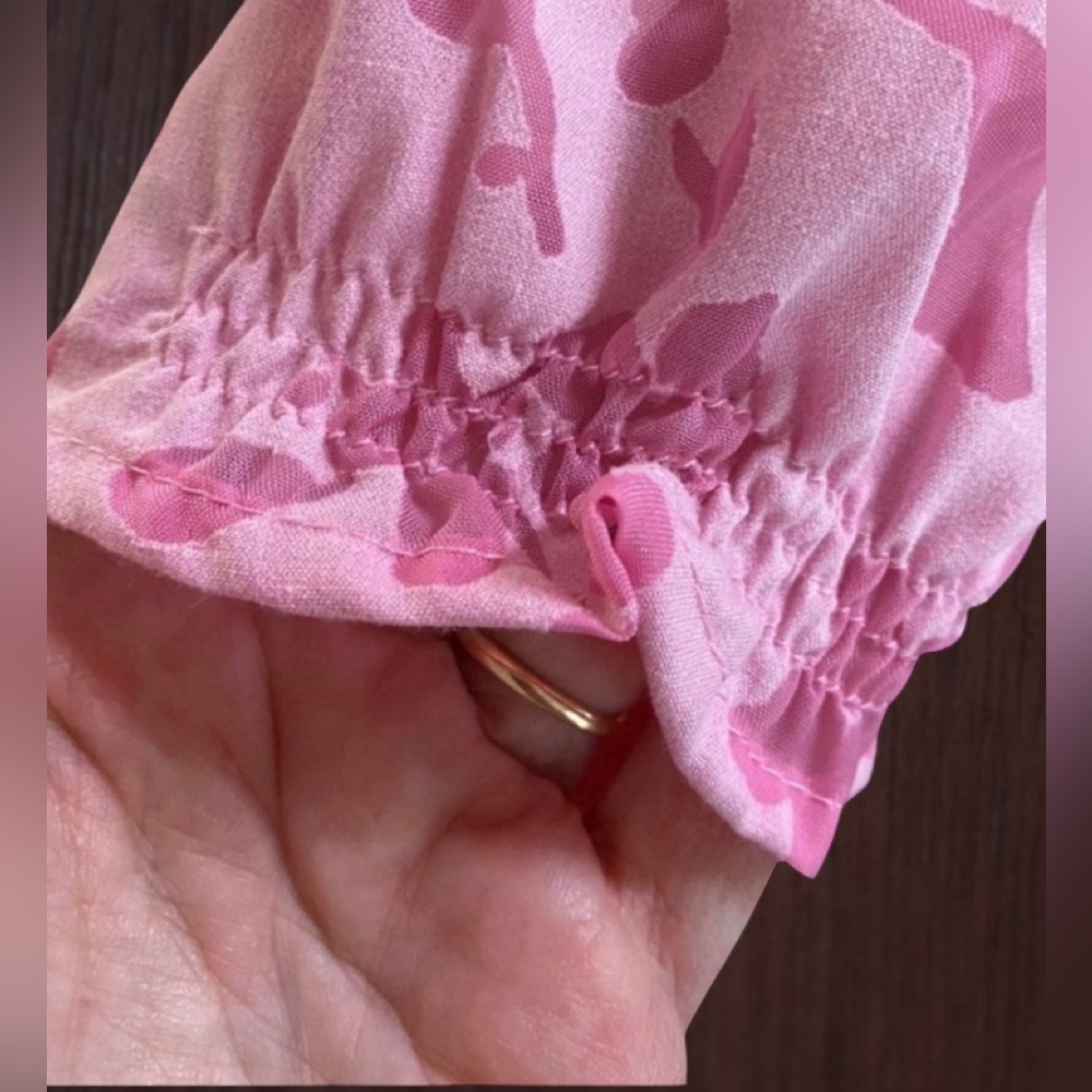 Denim And Company Blouse Pink Sheer Floral Extra Large - Picture 2 of 4